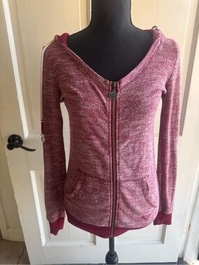 Roxy Heathered Maroon Zip-Up Hoodie